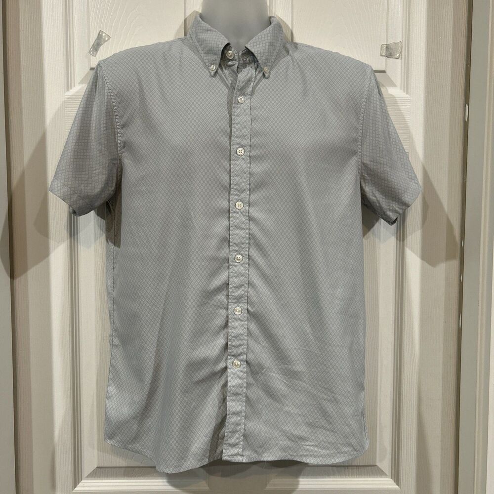Abercrombie & Fitch Camp Bowling Style Casual Shirt Blue Diamond Print Men's M